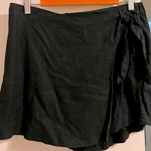 Old Navy Black Linen Blend Skort with Wrap Front - XXL